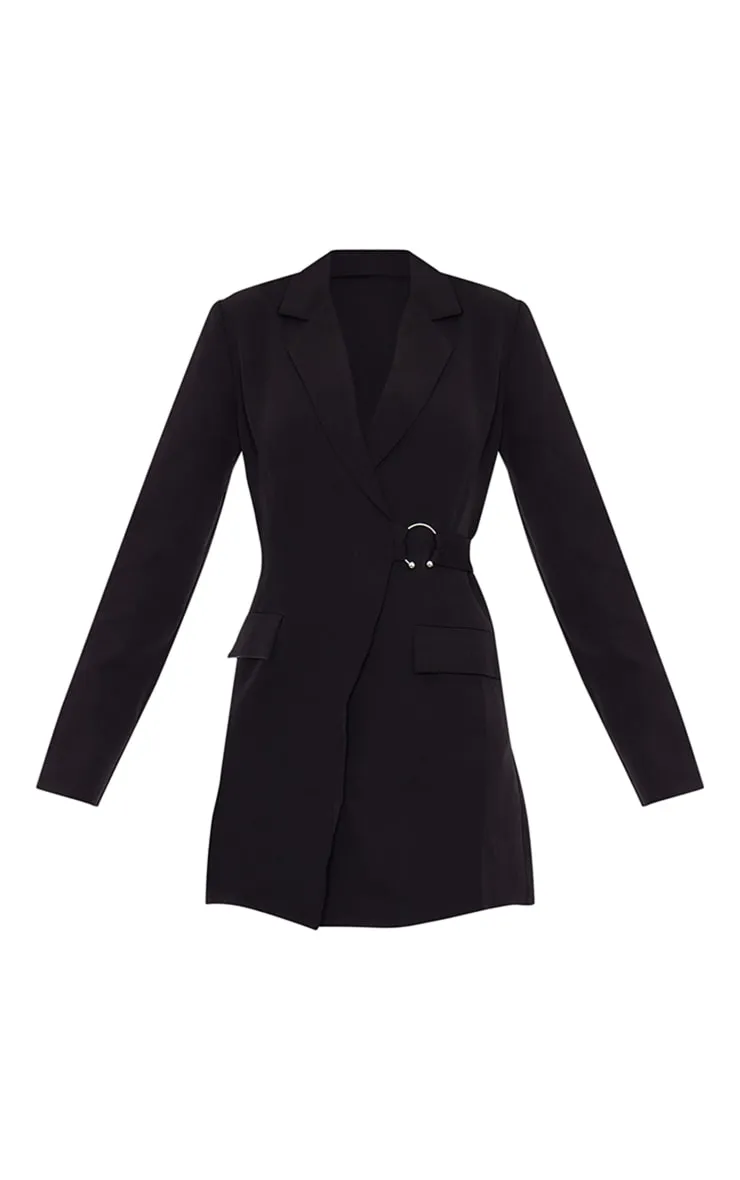 Black Ring Detail Wrap Blazer Dress sold by Pretty Little Thing product image thumbnail 5