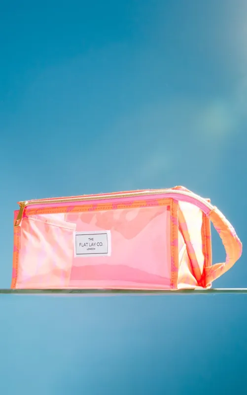 The Flat Lay Co. Makeup Jelly Box Bag Pink Dribbles On Orange sold by Pretty Little Thing