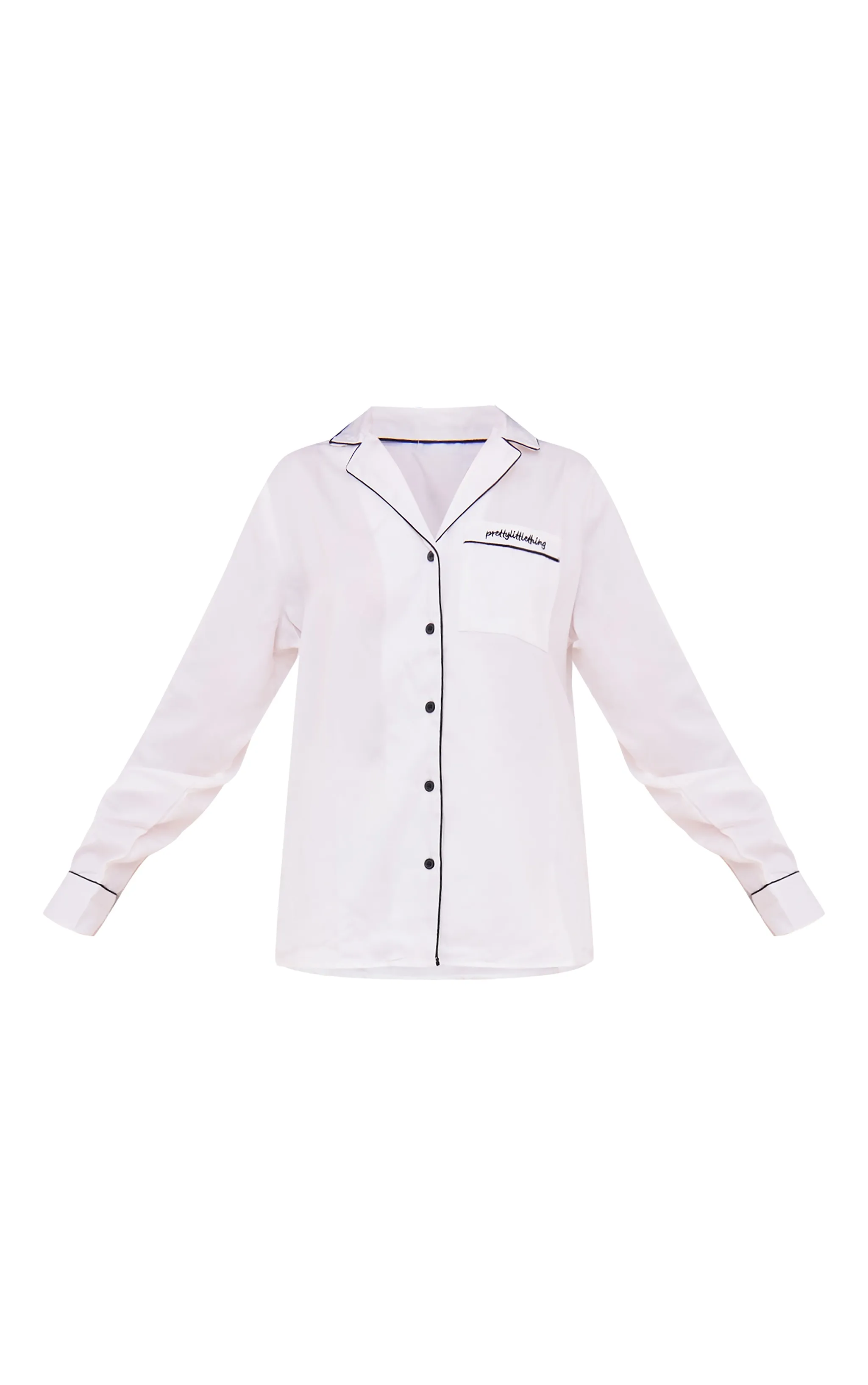 White Contrast Piping Satin Long PJ Set sold by Pretty Little Thing product image thumbnail 5