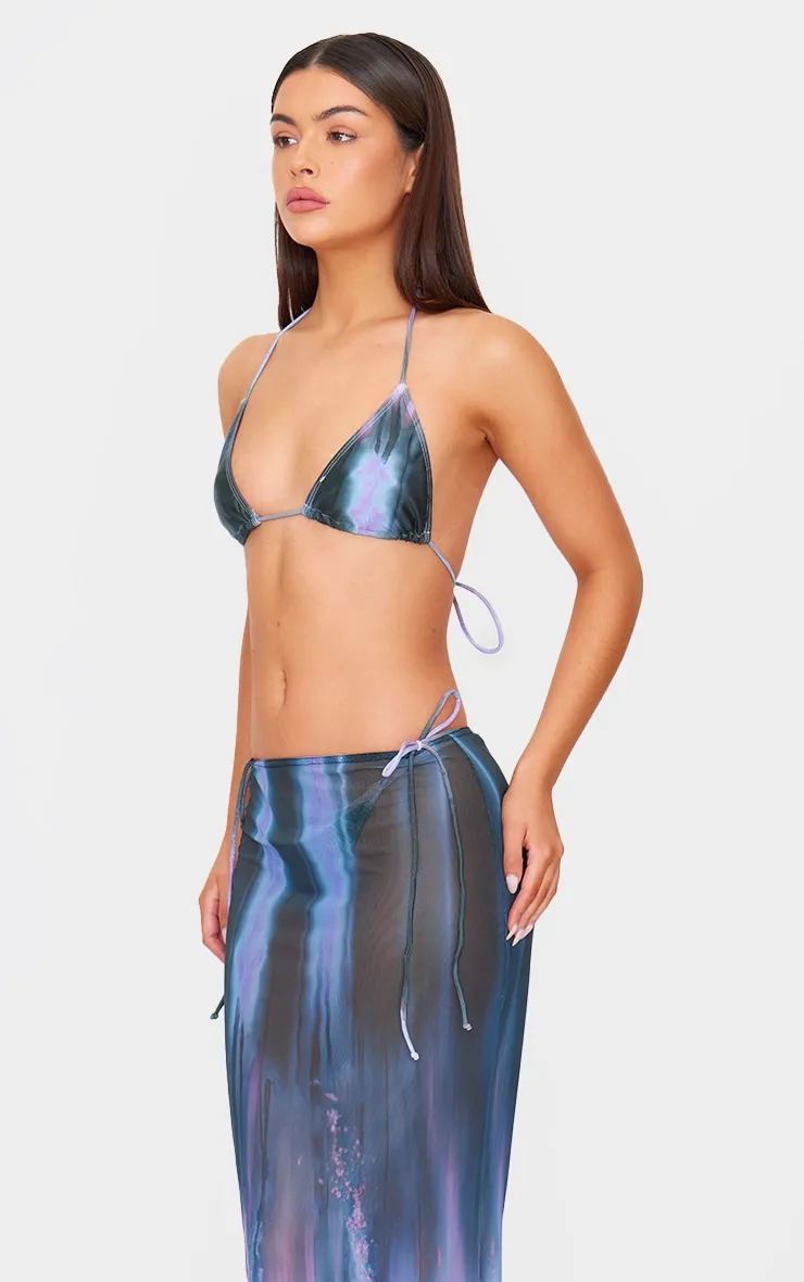 Purple Blur Print Mesh Bodycon Maxi Beach Skirt sold by Pretty Little Thing product image thumbnail 4