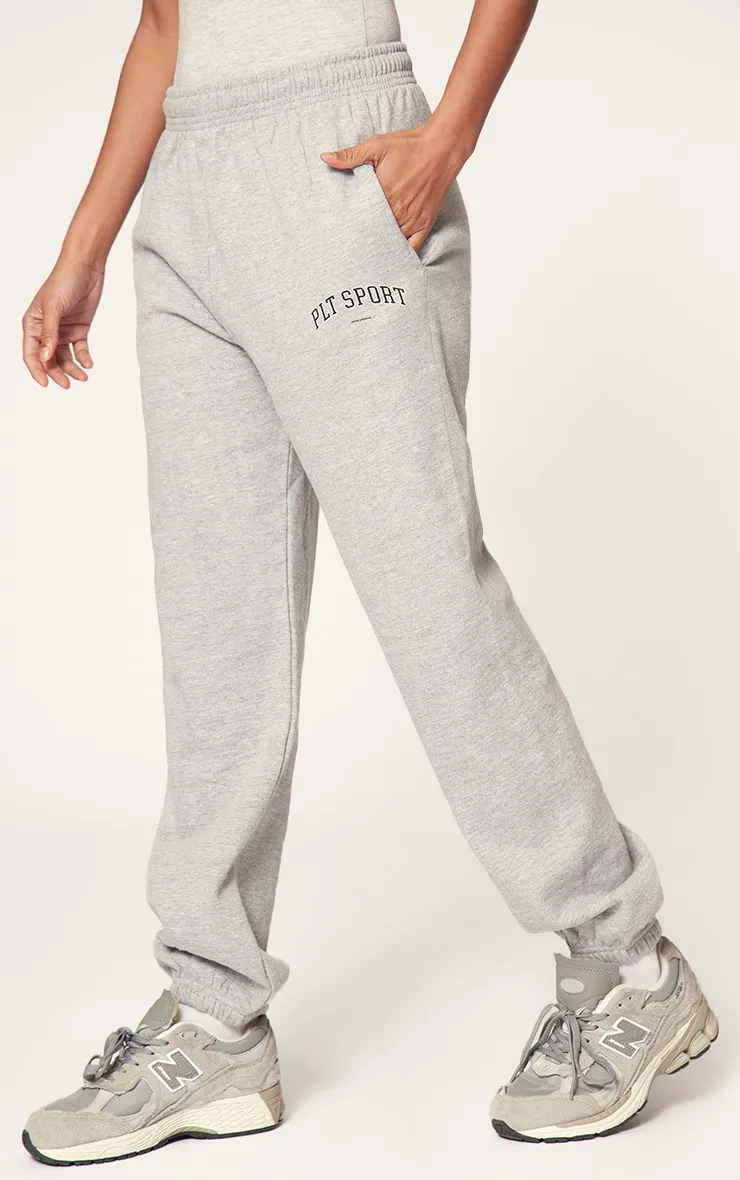 PLT Grey Marl Sport Print Oversized Joggers sold by Pretty Little Thing product image thumbnail 2