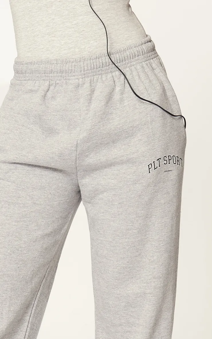 PLT Grey Marl Sport Print Oversized Joggers sold by Pretty Little Thing product image thumbnail 4