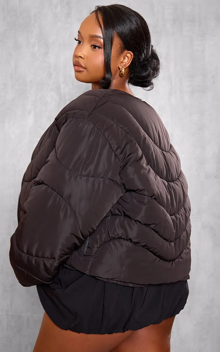 Plus Black Cropped Round Neck Puffer Jacket sold by Pretty Little Thing product image thumbnail 2