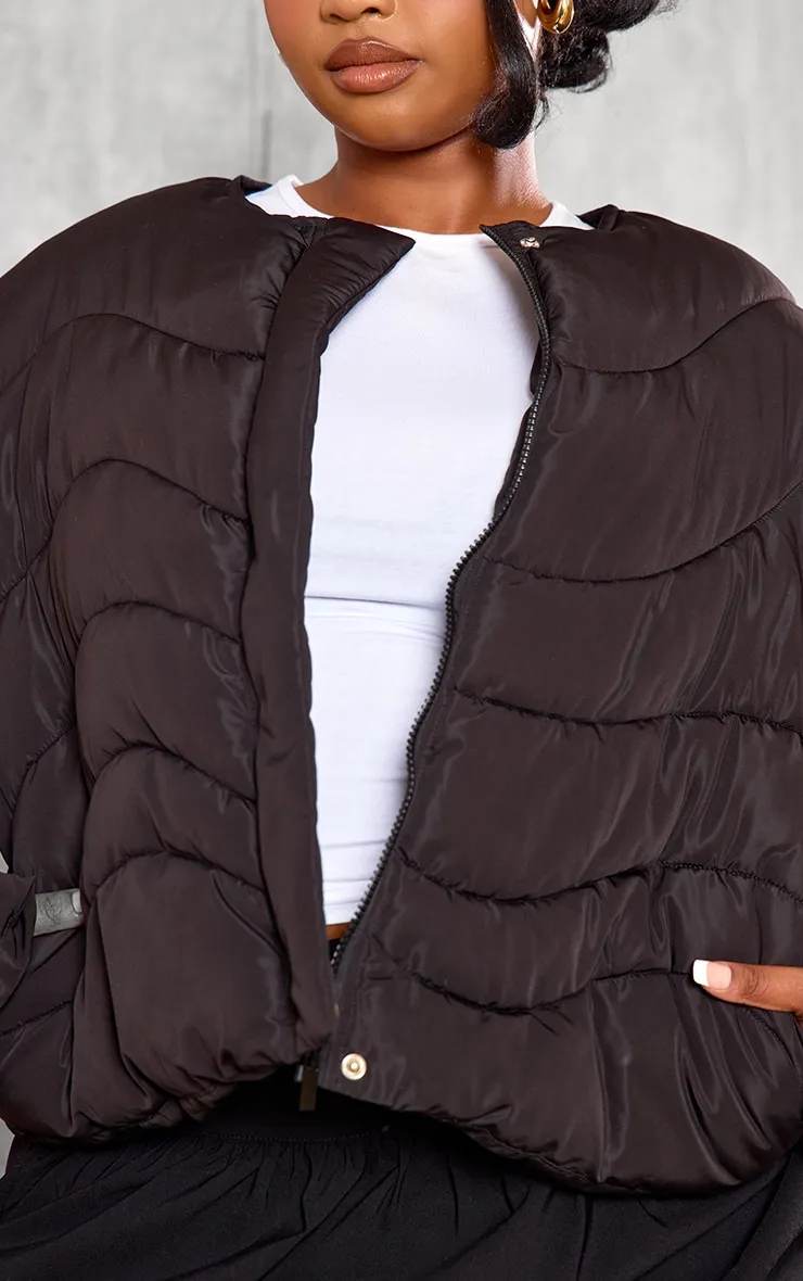 Plus Black Cropped Round Neck Puffer Jacket sold by Pretty Little Thing product image thumbnail 4