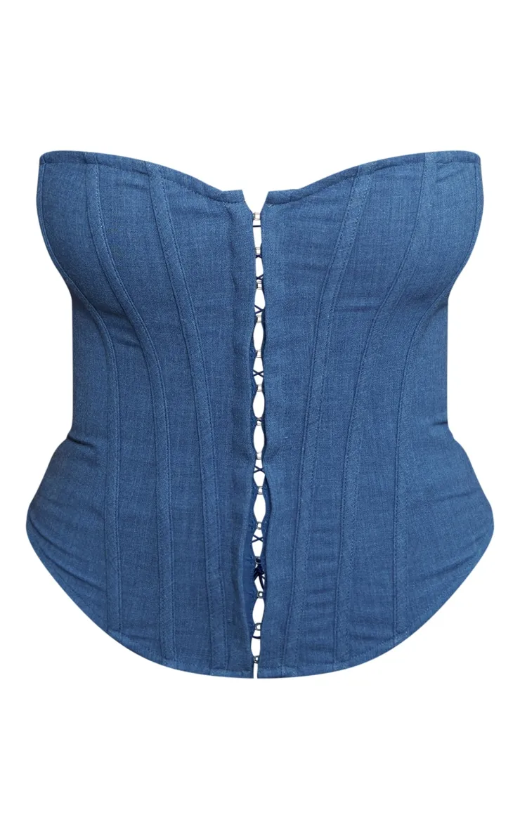 Shape Blue Lace Up Back Woven Corset sold by Pretty Little Thing product image thumbnail 5