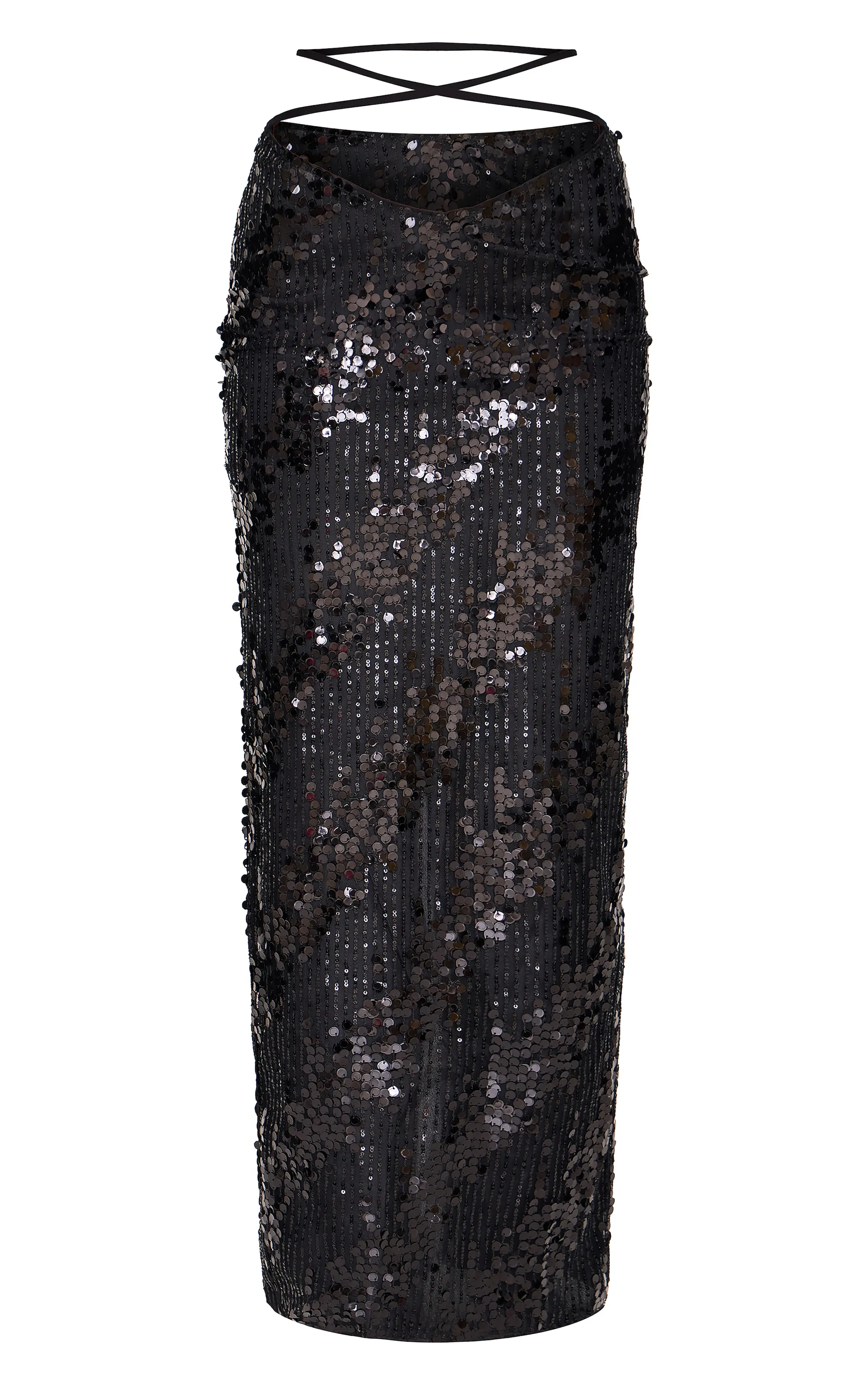 Black Sequin Low Rise Split Leg Maxi Skirt sold by Pretty Little Thing product image thumbnail 5