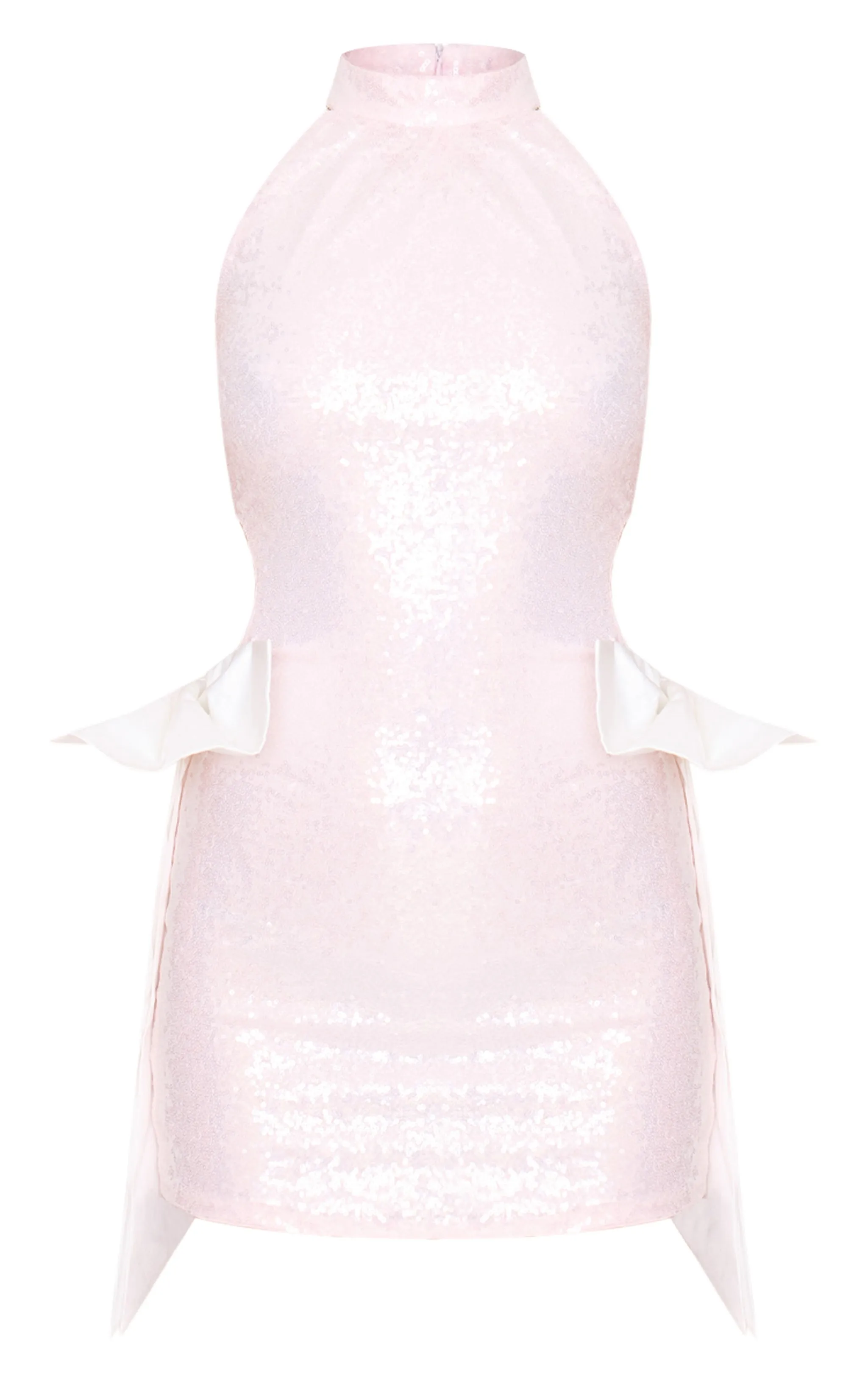 Pink Sequin Cut Out Bow Detail Mini Dress sold by Pretty Little Thing product image thumbnail 5