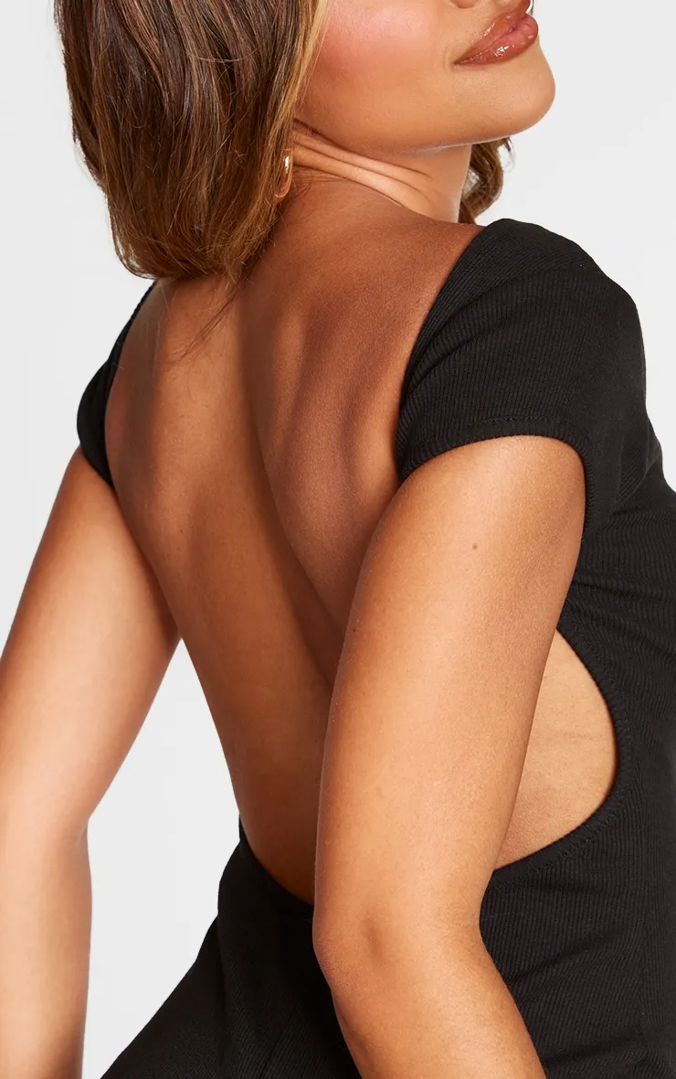 Black Rib Low Back Playsuit sold by Pretty Little Thing product image thumbnail 4