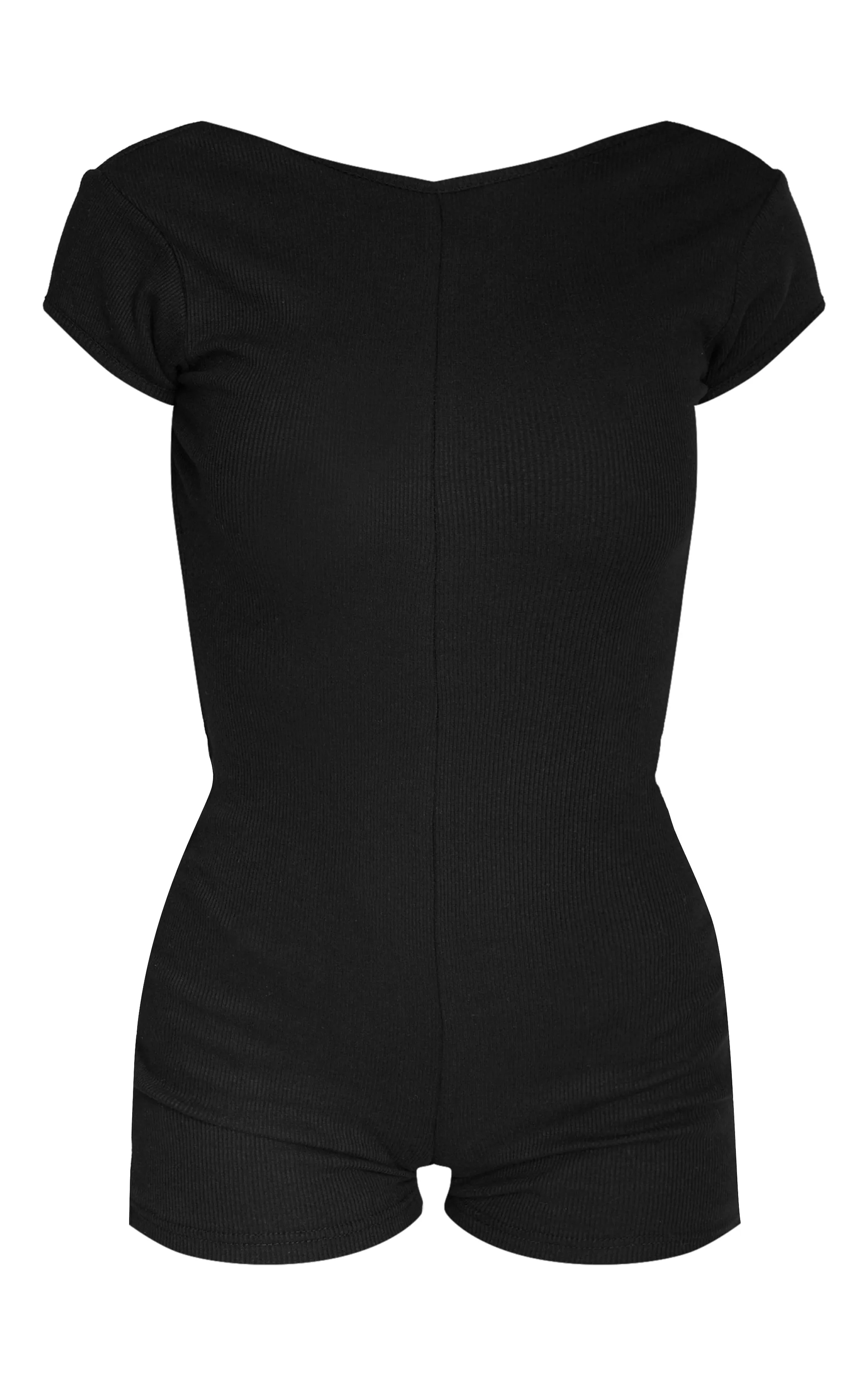 Black Rib Low Back Playsuit sold by Pretty Little Thing product image thumbnail 5