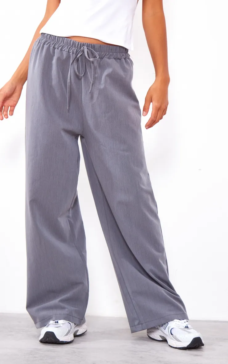 Petite Charcoal Woven Tie Waist Trousers sold by Pretty Little Thing product image thumbnail 2