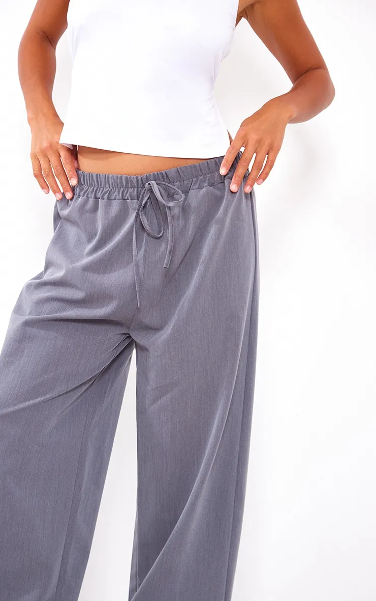 Petite Charcoal Woven Tie Waist Trousers sold by Pretty Little Thing product image thumbnail 4