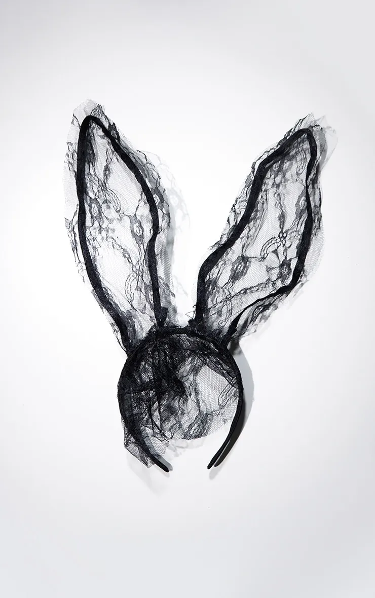 Black Lace Veil Bunny Ears sold by Pretty Little Thing product image thumbnail 3