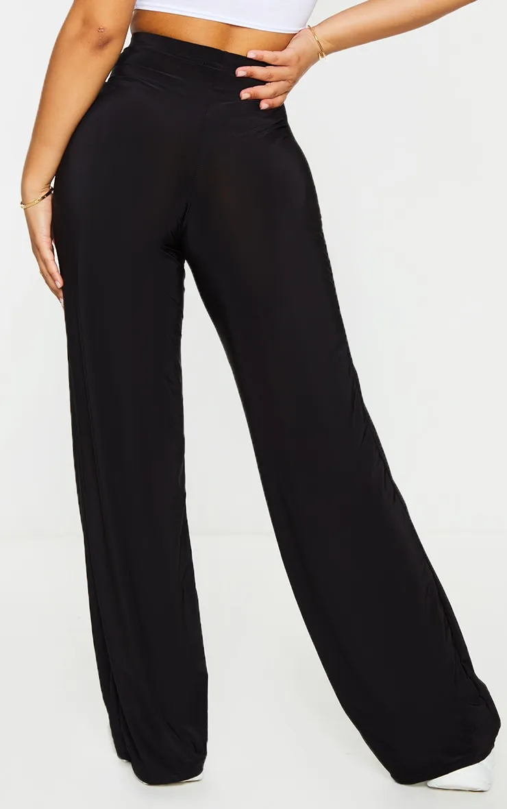 Petite Kyleigh Black Slinky Straight Leg Trousers sold by Pretty Little Thing product image thumbnail 3