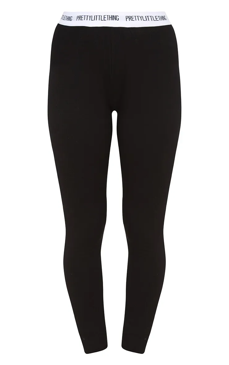 PRETTYLITTLETHING Petite Black Slogan Waistband Leggings sold by Pretty Little Thing product image thumbnail 2