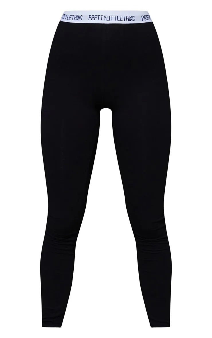 PRETTYLITTLETHING Petite Black Slogan Waistband Leggings sold by Pretty Little Thing product image thumbnail 5