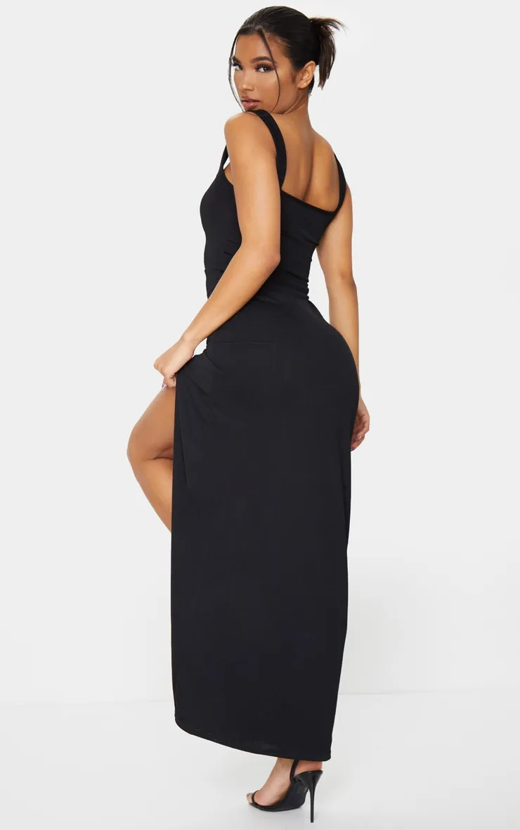 Black Straight Neck Maxi Dress sold by Pretty Little Thing product image thumbnail 2