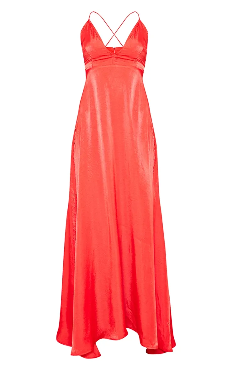 Red Extreme Split Strappy Back Maxi Dress sold by Pretty Little Thing product image thumbnail 5