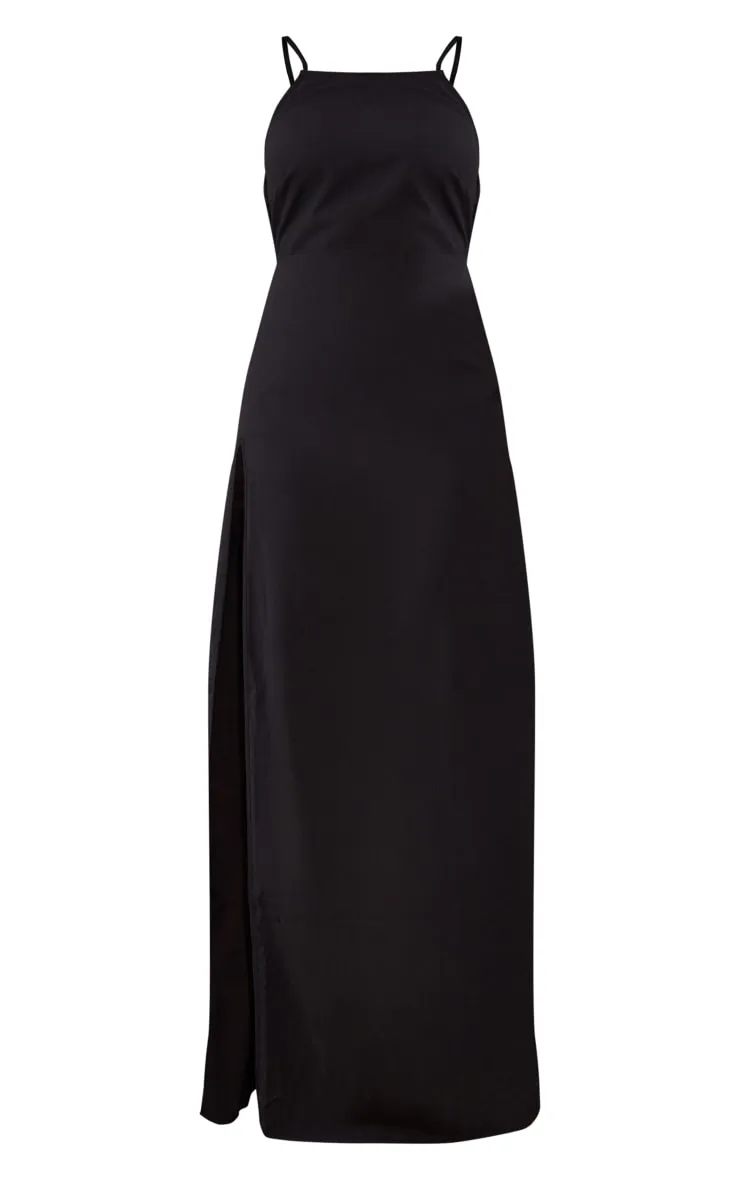 Black Strappy Back Detail Chiffon Maxi Dress sold by Pretty Little Thing product image thumbnail 5