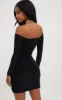 Shape Black Ruched Bardot Bodycon Dress sold by Pretty Little Thing