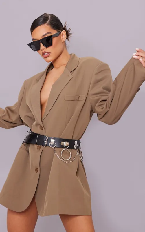 Black Silver Chained Hoops Belt sold by Pretty Little Thing