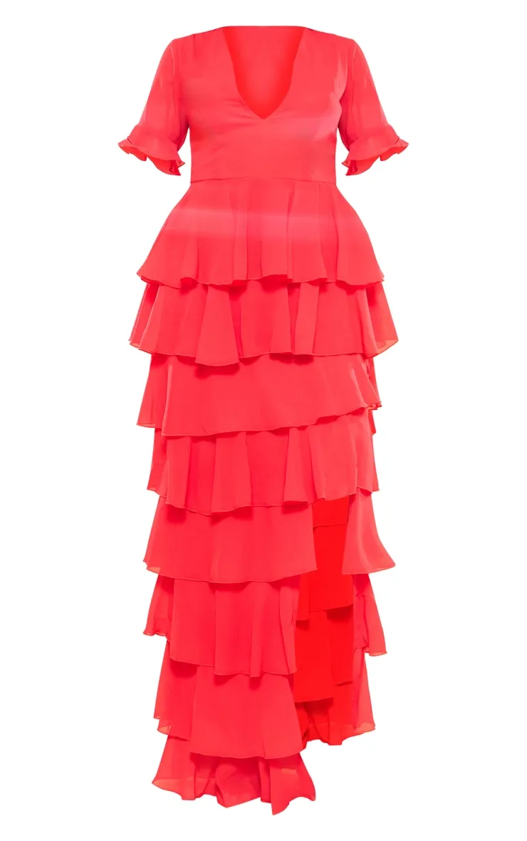 Red Chiffon Ruffle Layer Maxi Dress sold by Pretty Little Thing product image thumbnail 5