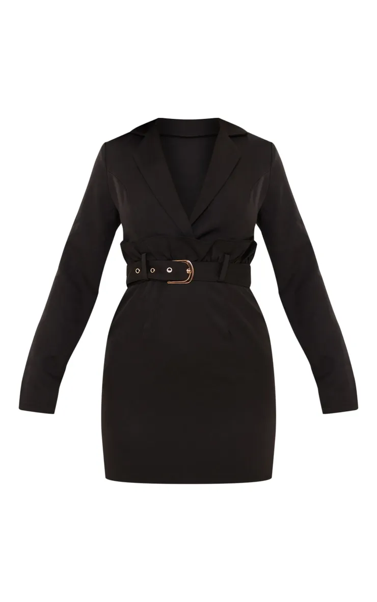 Black Frill Waist Belted Blazer Dress sold by Pretty Little Thing product image thumbnail 5