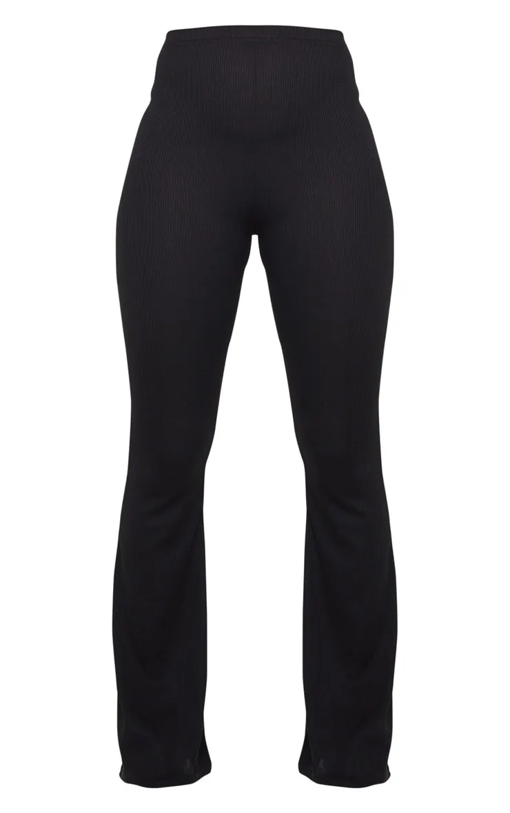Black Ribbed Flared Trousers sold by Pretty Little Thing product image thumbnail 5