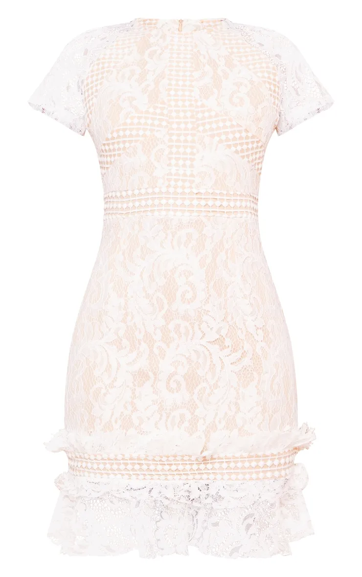 White Frill Hem Lace Bodycon Dress sold by Pretty Little Thing product image thumbnail 5