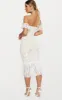White Bardot Lace Frill Hem Midi Dress sold by Pretty Little Thing
