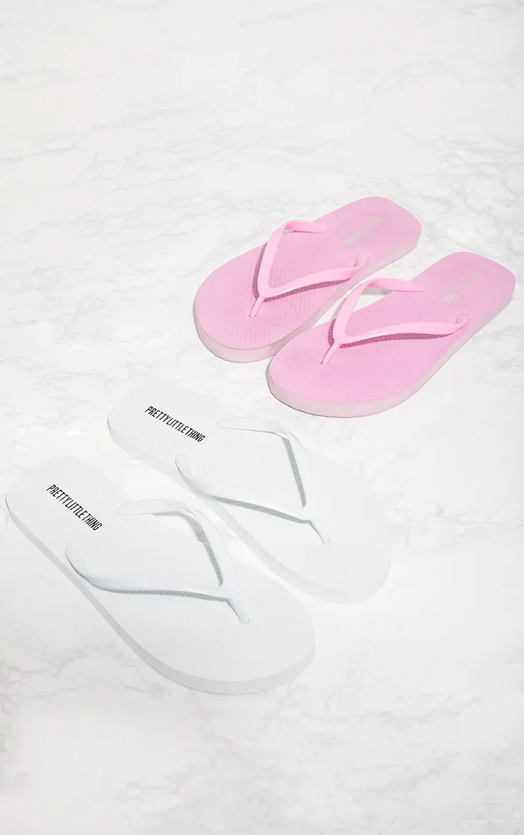 White & Pink Flip Flop 2 Pack sold by Pretty Little Thing