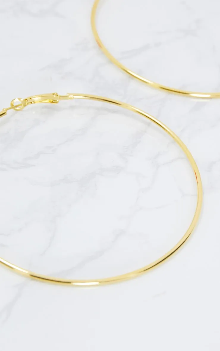 Gold 80mm Large Hoop Earrings sold by Pretty Little Thing product image thumbnail 5