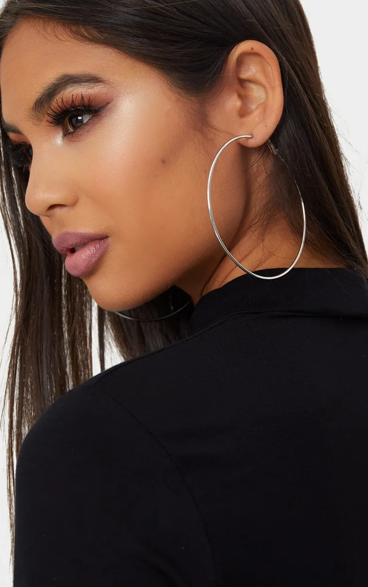 Silver 80mm Large Hoop Earrings sold by Pretty Little Thing product image thumbnail 2