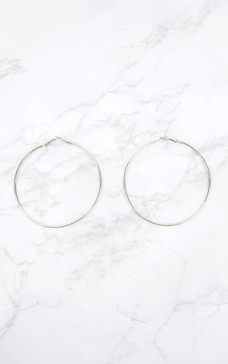 Silver 80mm Large Hoop Earrings sold by Pretty Little Thing product image thumbnail 3