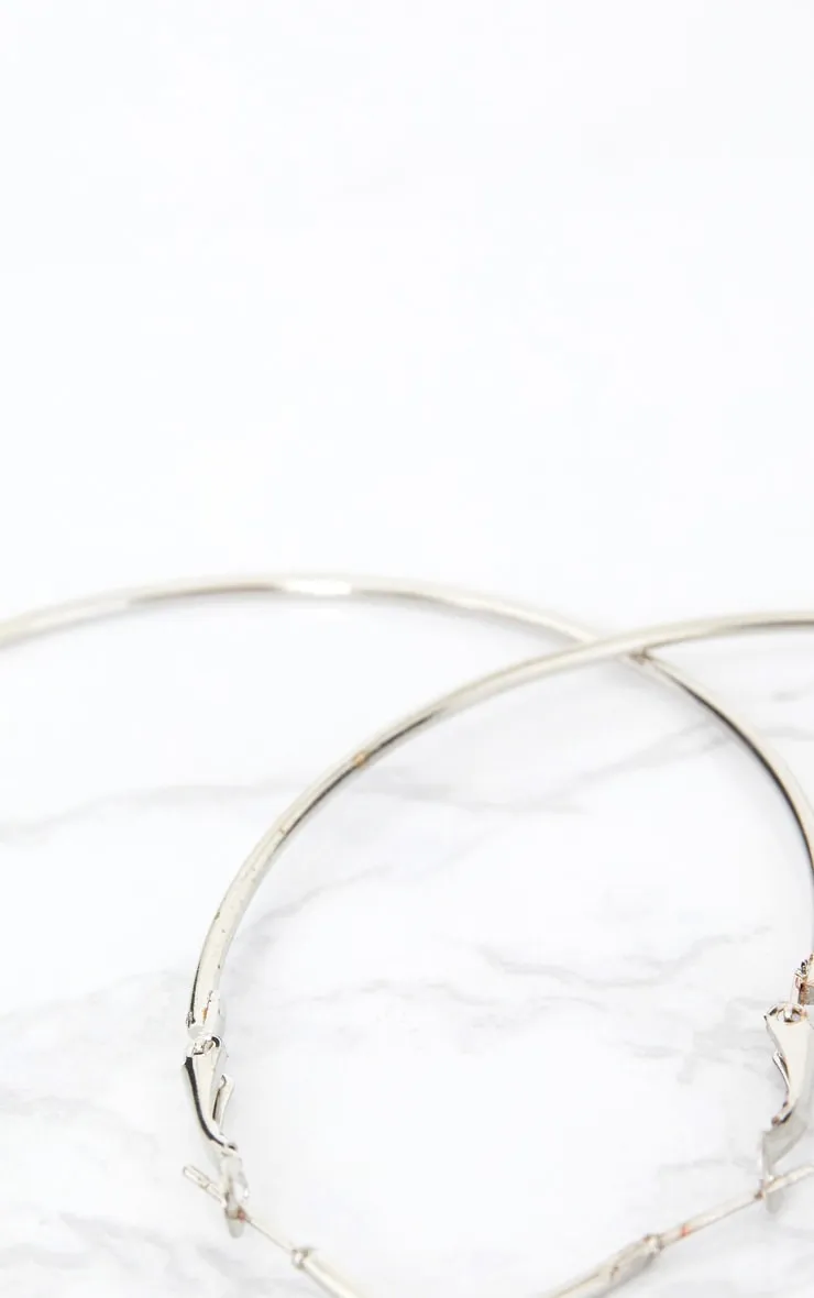 Silver 80mm Large Hoop Earrings sold by Pretty Little Thing product image thumbnail 4