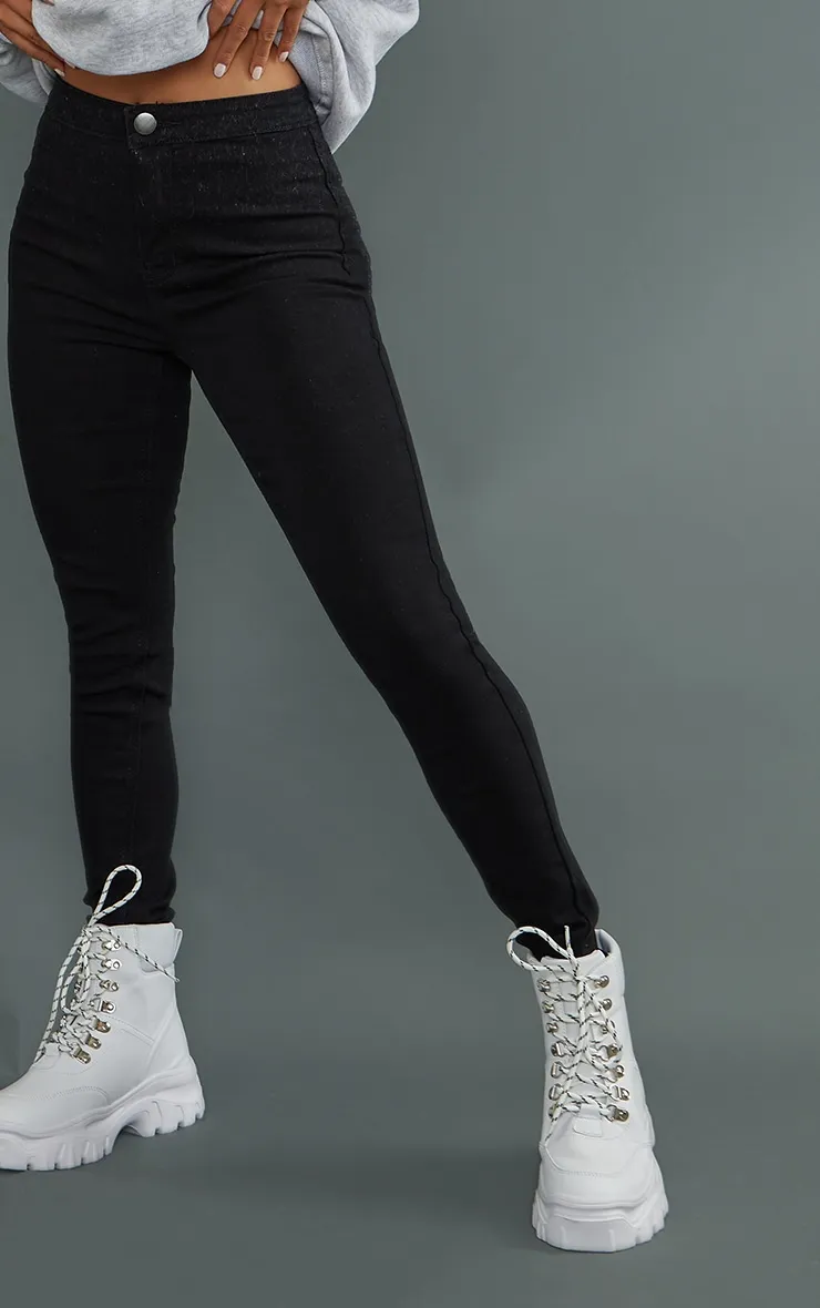 Petite Black High Rise Skinny Jeans sold by Pretty Little Thing product image thumbnail 4