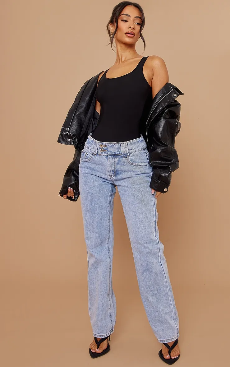 Petite Black Slinky Square Neck Thong Bodysuit sold by Pretty Little Thing product image thumbnail 3