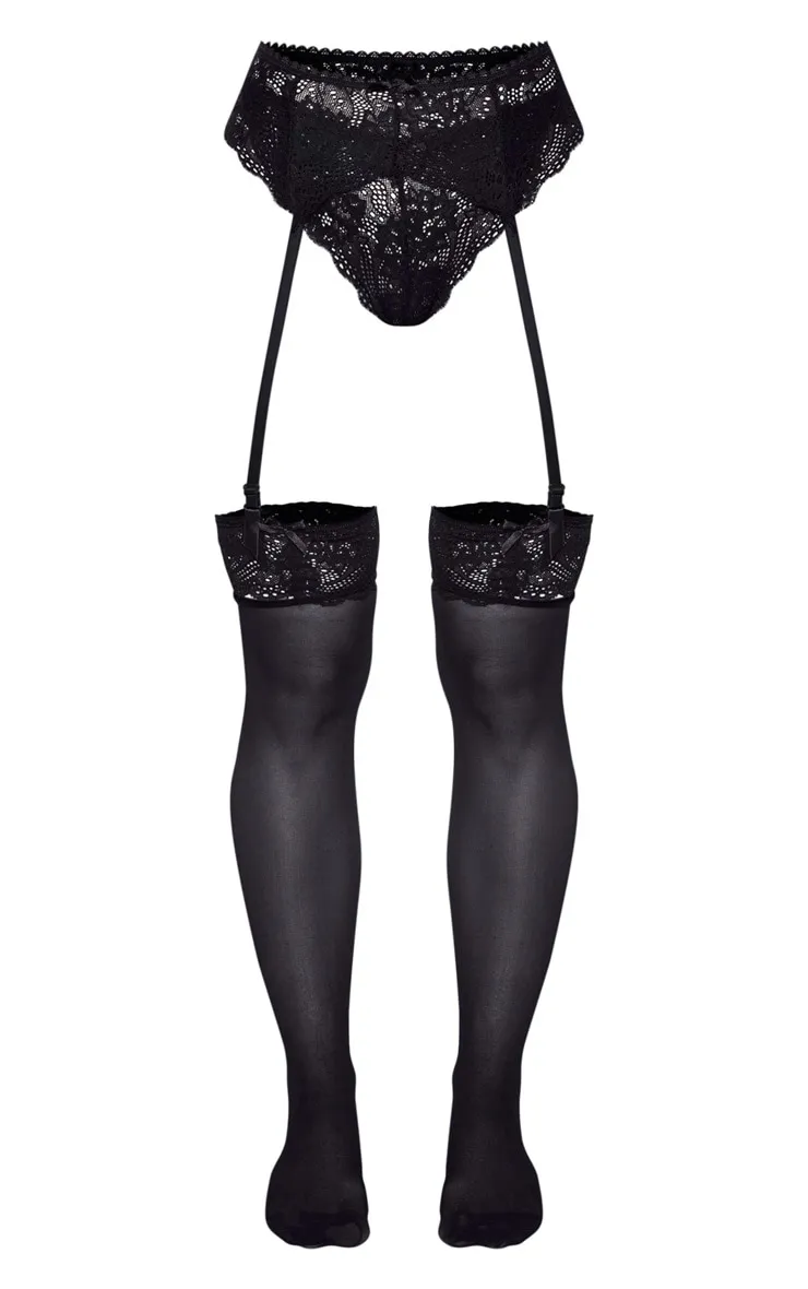 Black Suspender, Hold Up Stocking & Knickers Set sold by Pretty Little Thing product image thumbnail 3
