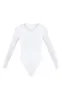 White Second Skin Long Sleeve Thong Bodysuit sold by Pretty Little Thing