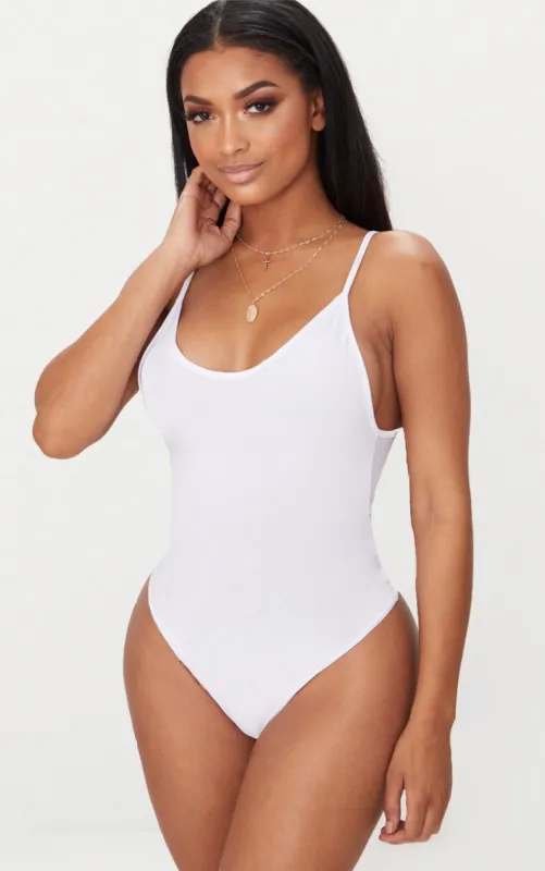 Shape White Strappy Scoop Back Bodysuit sold by Pretty Little Thing