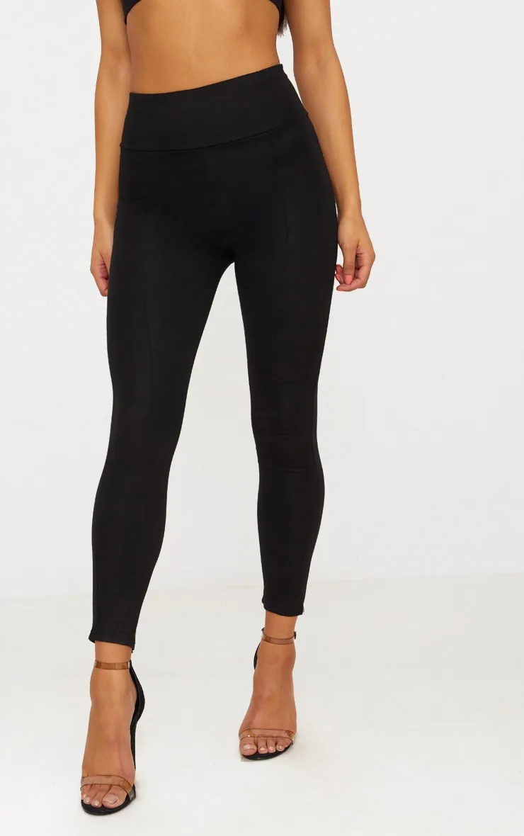 Black Second Skin High Waisted Ponte Seamed Leggings sold by Pretty Little Thing product image thumbnail 2