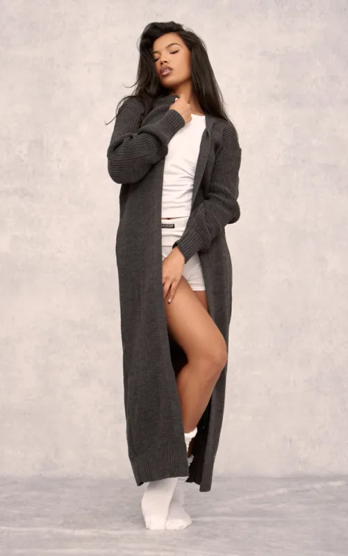 Charcoal Maxi Cardigan sold by Pretty Little Thing