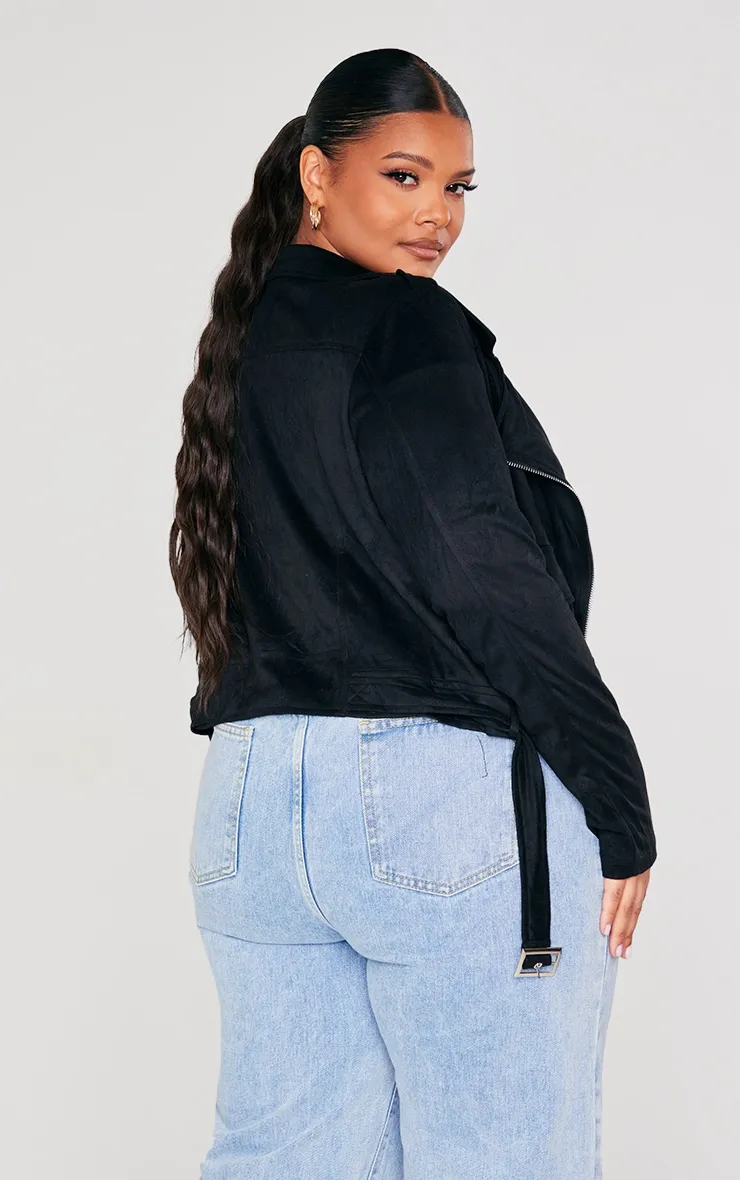 Plus Black Faux Suede Biker Jacket sold by Pretty Little Thing product image thumbnail 2