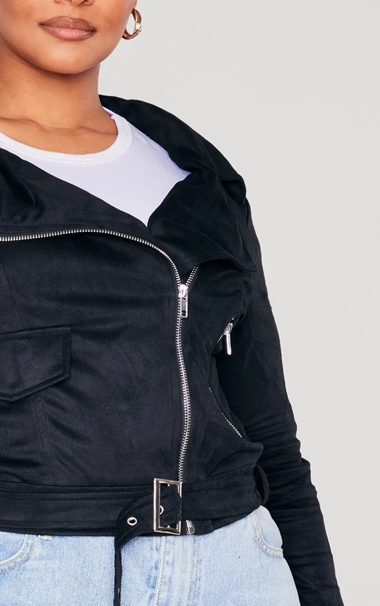 Plus Black Faux Suede Biker Jacket sold by Pretty Little Thing product image thumbnail 4