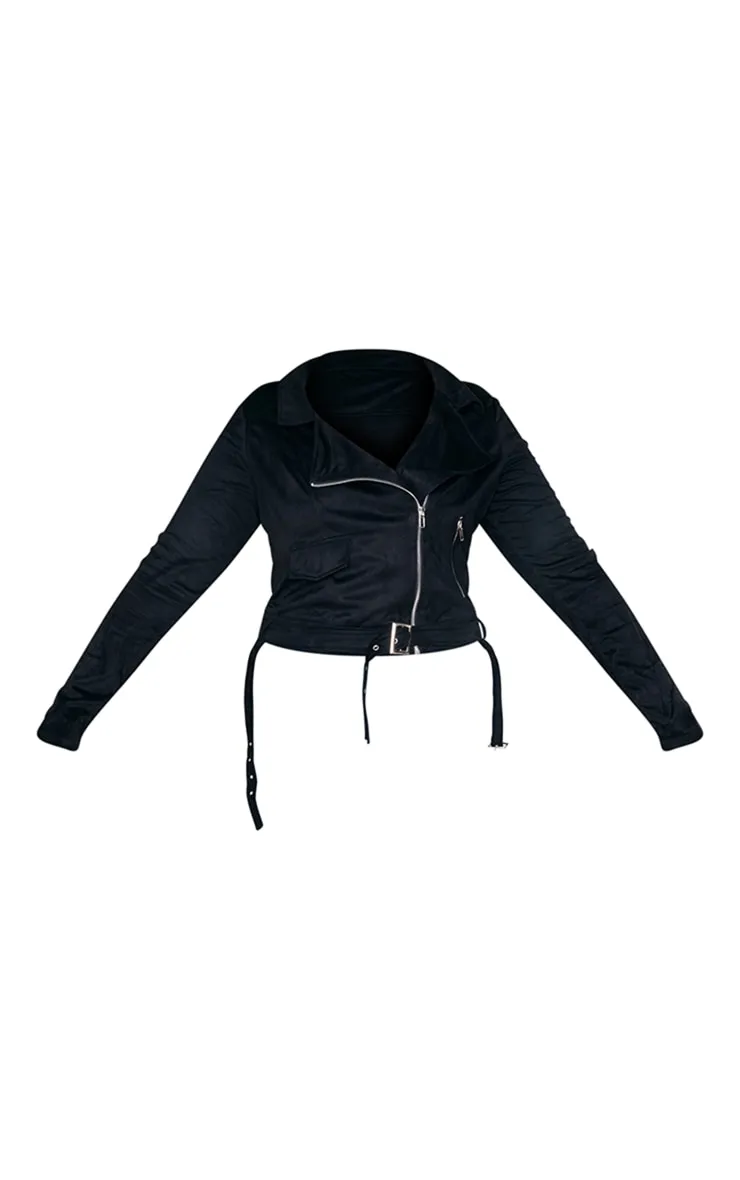 Plus Black Faux Suede Biker Jacket sold by Pretty Little Thing product image thumbnail 5