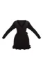 Plus Black Long Sleeve Ruffle Wrap Dress sold by Pretty Little Thing