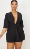 Plus Black Tie Waist Playsuit sold by Pretty Little Thing