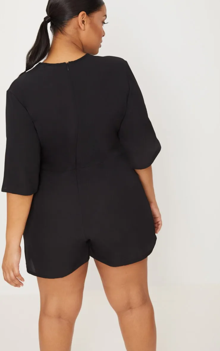 Plus Black Tie Waist Playsuit sold by Pretty Little Thing product image thumbnail 2