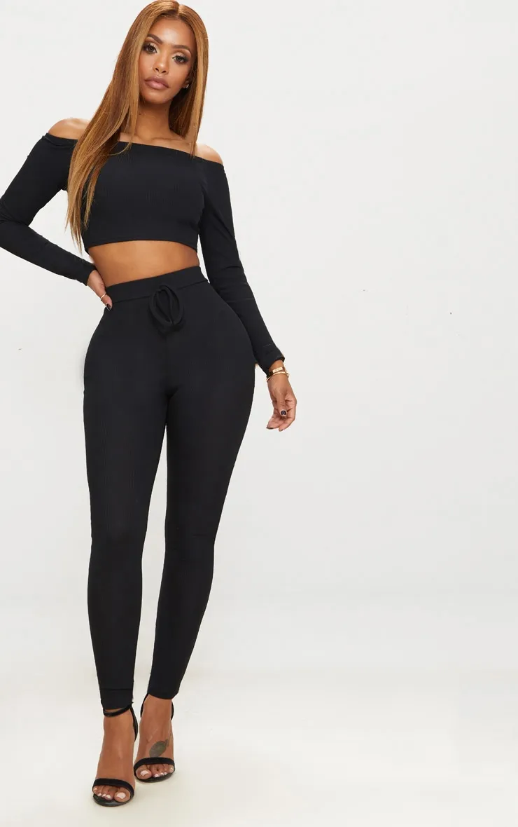 Shape Black Ribbed High Waist Leggings sold by Pretty Little Thing
