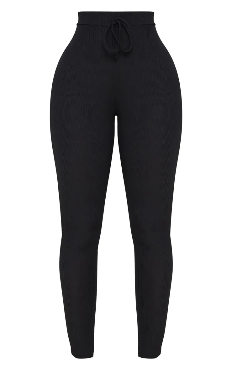 Shape Black Ribbed High Waist Leggings sold by Pretty Little Thing product image thumbnail 3