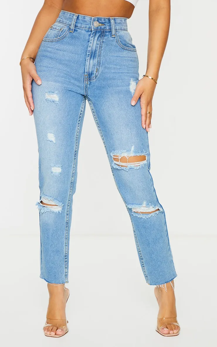 Petite Light Wash Ripped Skinny Jeans sold by Pretty Little Thing product image thumbnail 2